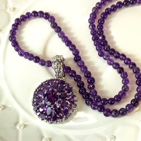 Amethyst Beads & Gems w/Removable Pendant 302+Cts